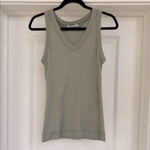 Michael Stars Shimmery Sage Green Sleeveless V-Neck Tank Top EUC